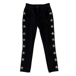 LF Carmar Denim Black Straight Leg Jean with Silver Bedazzled Stars